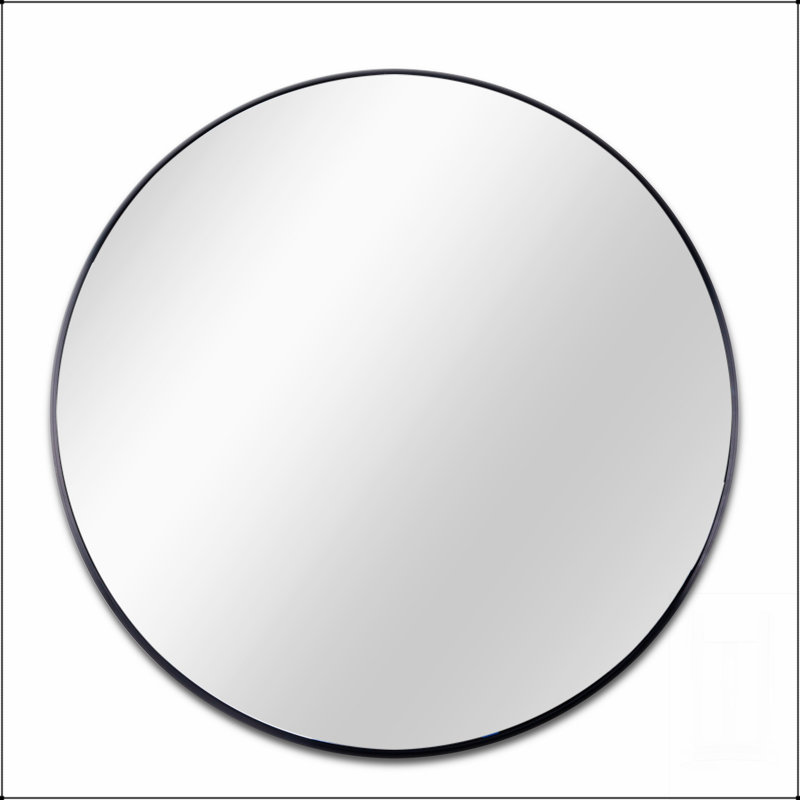 Miroir circulaire rond avec miroir à haute réflexion et sécurité, Noir, 20 po x 20 po