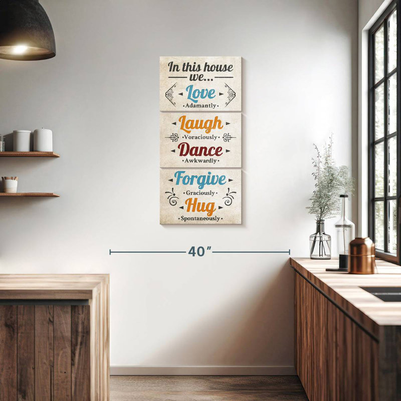 Plaque murale «Blissful Family Rules», H 38 po x l 18 po