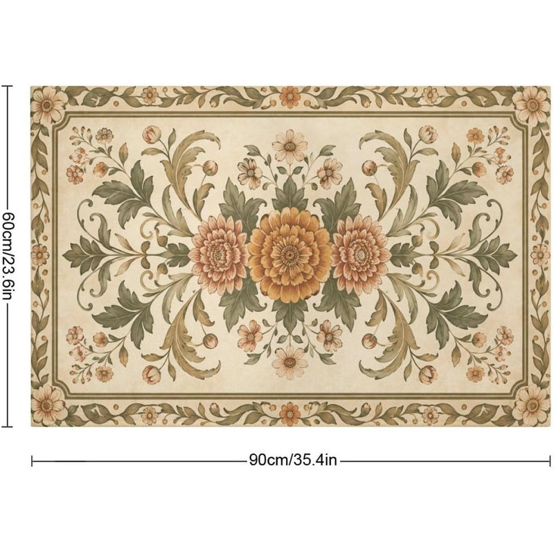 Tapis de salle de bain en flanelle Ornate, Single- 47.24" L x 17.72" W