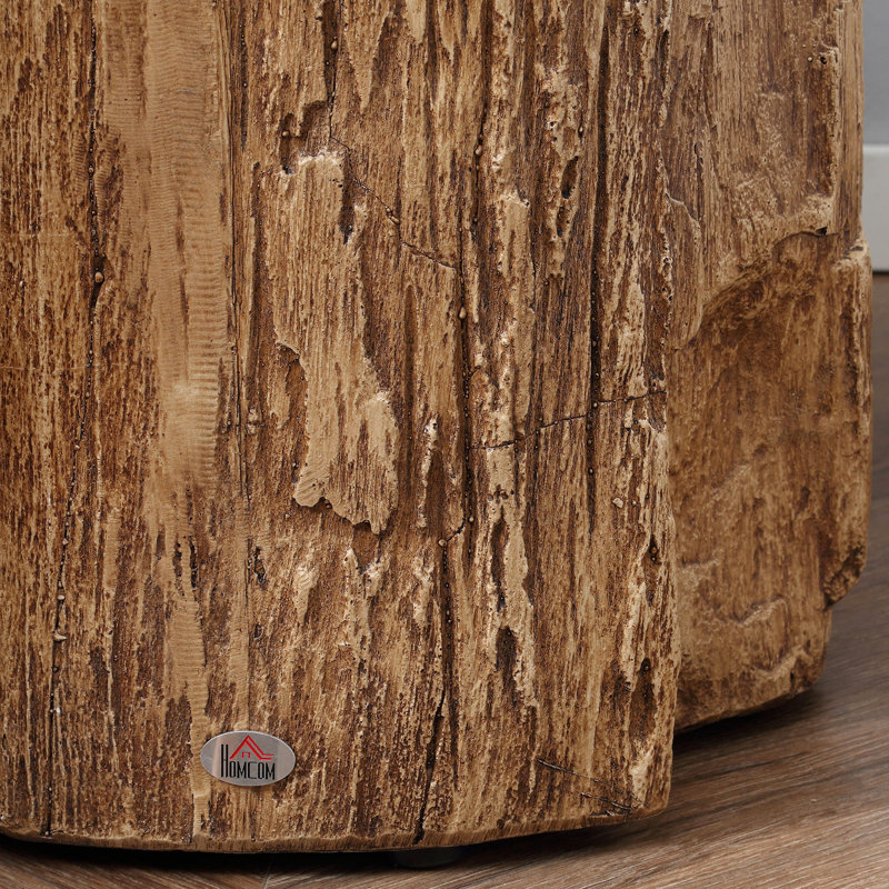 Table en béton pour arbre, décorative avec plateau rond, finition grain de bois, pour une utilisation intérieure et extérieure, supporte une table de 198 lb, finition extérieure naturelle, stable, peut supporter jusqu'à