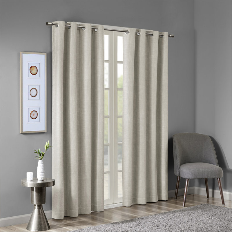 Panneau de rideau occultant imprimé avec œillets (seulement 1 panneau PC), Beige, L 50 po x L 84 po