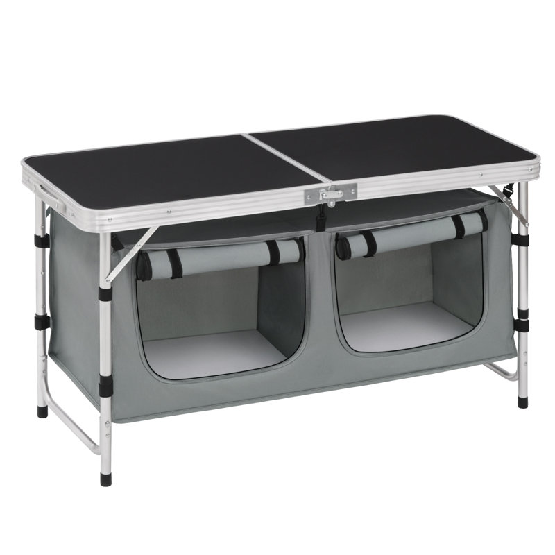 Wasco 6 Person Rectangular 120cm L Camping Table, Black/Grey
