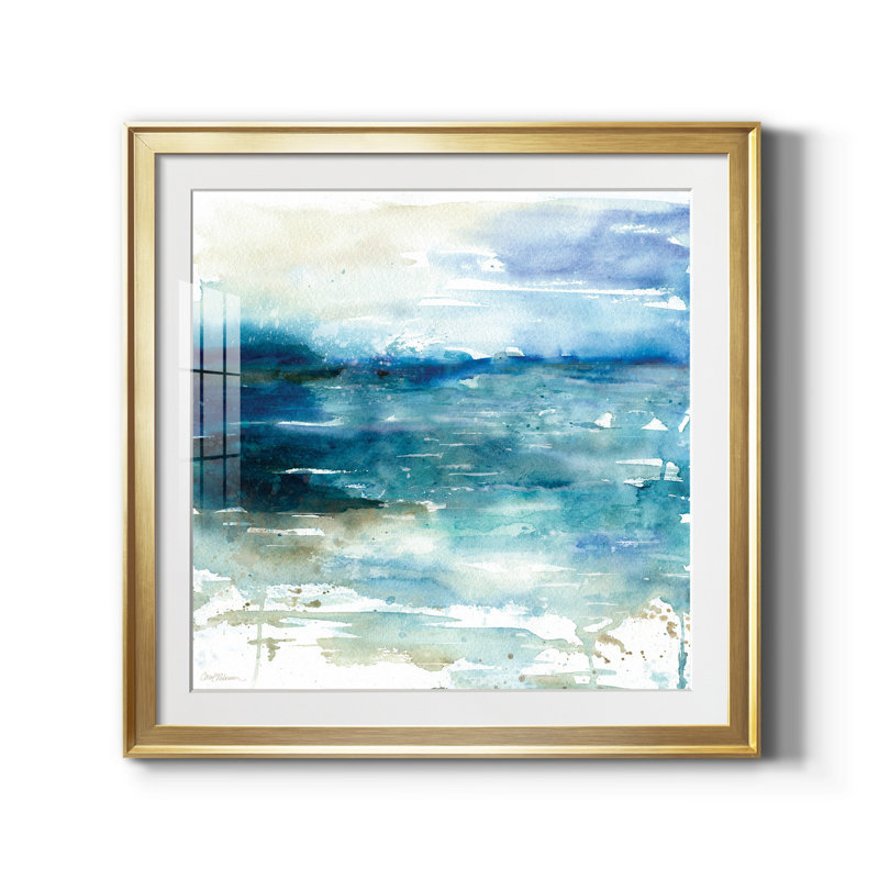 «Ocean Break I», reproduction d'art sur toile encadrée, H 30,5 po x l 30,5 po x P 1,5 po, Papier encadré doré