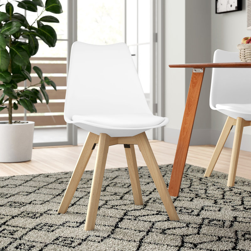 Mira 43cm H Polyester Blend Upholstered Dining Chair, White