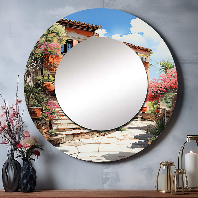 Décoration murale ronde en miroir Sarahjoy - Cityscapes, 36 po x 36 po
