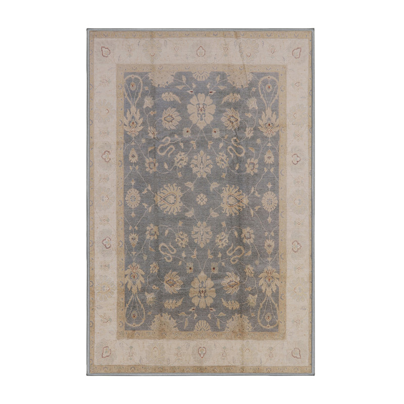 Tapis oriental ivoire / bleu marine Rikulf, Rectangle 5 pi x 8 pi