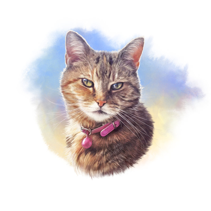 Cute Striped Cat by TanyaZima - Wrapped Canvas Print