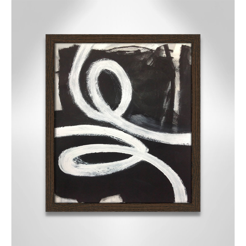 «Ansonia Swirly Swirls I On Paper» par Joss & Main Print, Cadre en noyer mince sans cadre, H 15 po x l 13 po x P 0,75 po