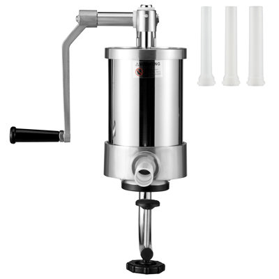 Poussoir à saucisses vertical en acier inoxydable 304, d'une capacité de 1,5 L/2,5 lb, avec 3 tubes de remplissage, ventouse et manivelle, pour usage domestique ou professionnel.