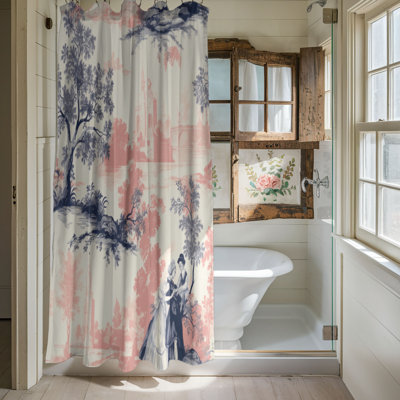 Color Splash Toile - 1 Piece Standard Shower Curtain