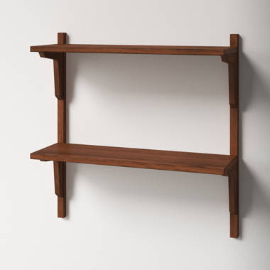 Samuels Rubberwood Accent Shelf with Hooks