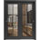 Portes coulissantes d'armoire Lucia 2366, noir mat, robustes, avec rails, moulures et quincaillerie. Ensemble de quincaillerie pour portes de placard de chambre en bois massif - 152 x 203 cm (2 x 76 x 203 cm) - Verre transparent