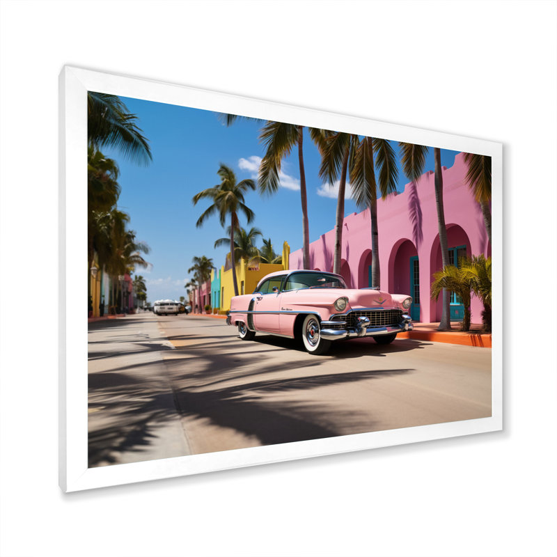 Miami Miami Cadillac V, reproduction d'art sur toile, H 30 po x l 40 po x P 1,5 po, Cadre simple blanc