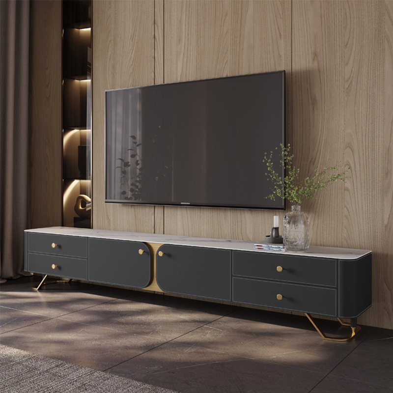 Meuble télé moderne et luxueux, 86.61", Noir, noir, noir, noir