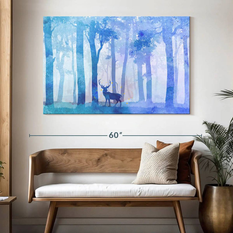 Forêt de cerfs Brampt, H 34 po x l 51 po