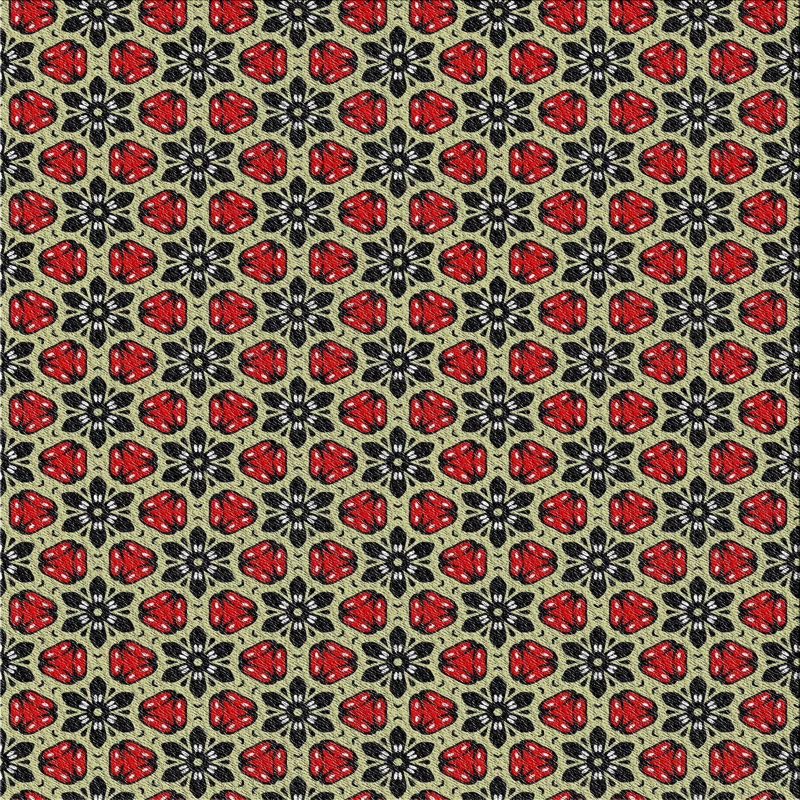 Rouge géométrique/Tapis décoratif noir, Carré 7 pi