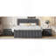 Lit plateforme double tapissier avec lit gigogne simple et 3 tiroirs, tissu en lin