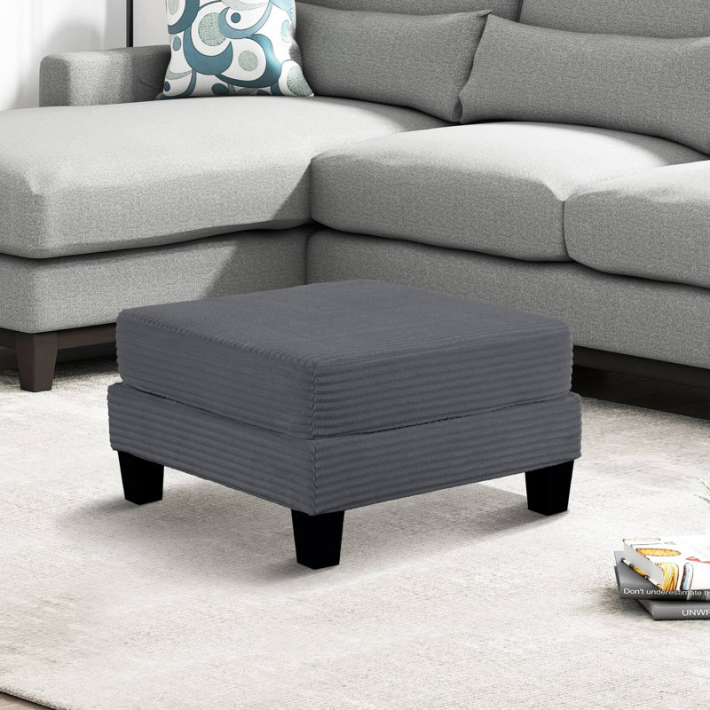 31.4"W Contemporary Storage Ottomen, Dark Gray, Gray Striped