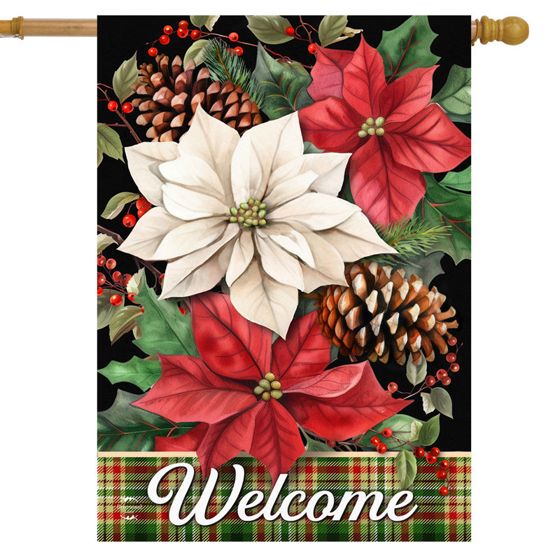 Drapeau de maison de poinsettias mixtes