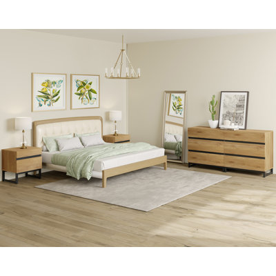 3-Piece Bedroom Furniture Set, 63 Inches Dresser &Chest With 6 Drawers, 2 Nightstand With 2 Drawers, Side Table For Bedroom, Bedroom Furniture Set