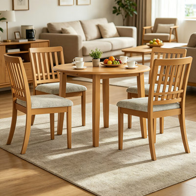 Ensemble de table de salle à manger extensible 5 pièces pour 4 personnes, peu encombrant pour les petits appartements du salon, en bois naturel