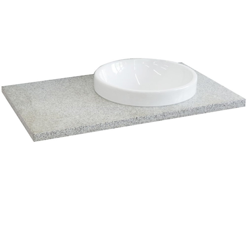 Gray Granite 37" Vanity Top with White Ceramic Sink