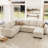 Shavera Velvet L Shaped Sectional Sofa Bed Sleeper Couch With Storage Ottoman-100585104