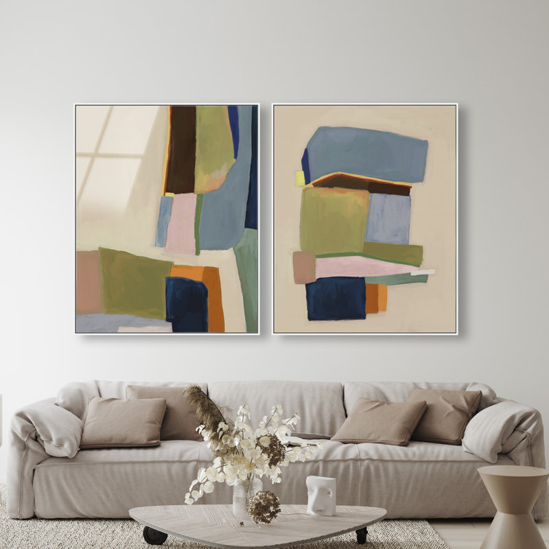 Colro View Set Set by Oliver Gal, White Floater Frame, 37"H x 46"W