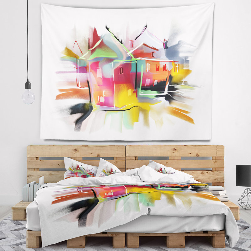 Tapisserie d'illustration de bâtiment, H 32 po x l 39 po