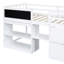 Lit mezzanine simple bas blanc avec bureau roulant, tablette et tablette de tiroirs organisés - Option de chambre polyvalente
