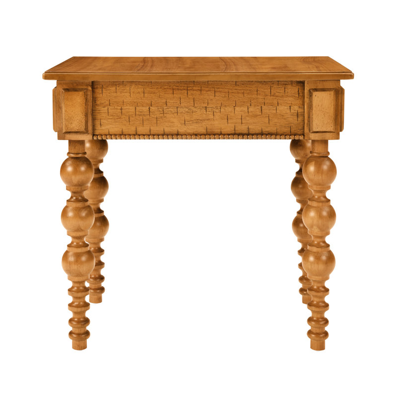 Table de bout vintage étroite en bois massif avec tiroir, côté pour le salon, matériaux naturels de haute qualité, chaleur, conception à bulles sur les pieds, tiroir de rangement en bois naturel et en bois d'hévéa, assemblage rapide, idéal