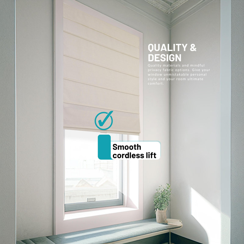Blackout Roman Shade, 36"W x 64"L, Off White