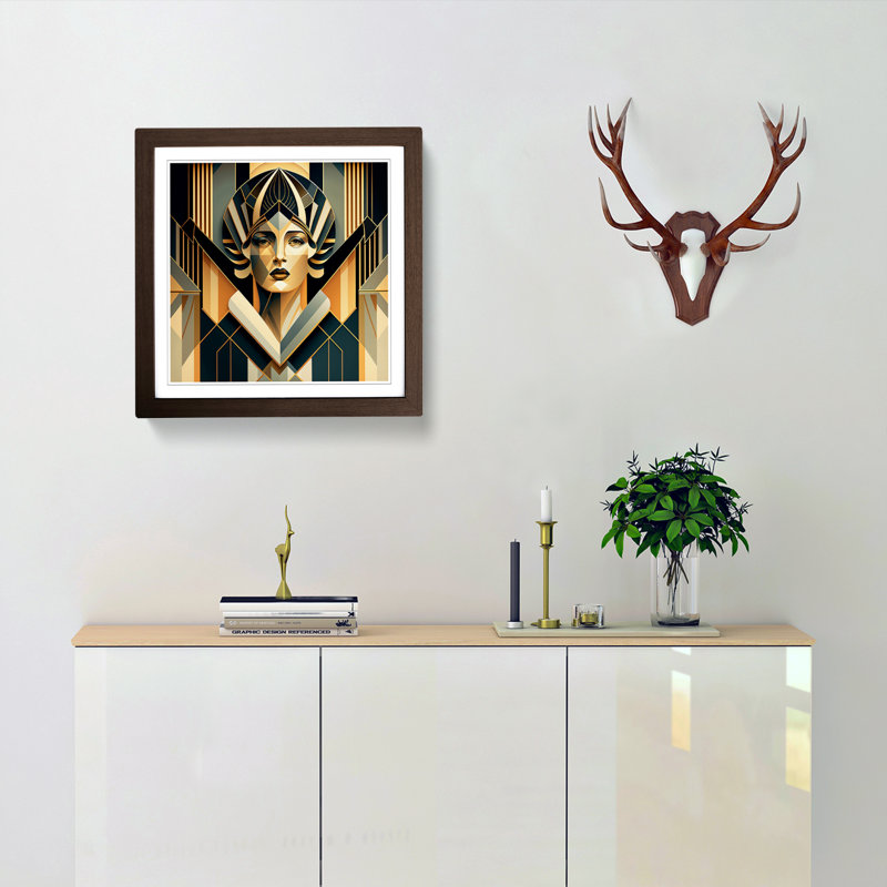 Art Deco Woman Geometric - Framed Print, Walnut
