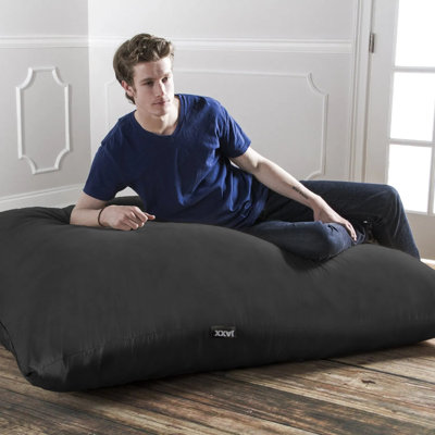 Coussin de sol multifonctionnel en forme de pouf avec housse amovible en microfibre suédée, noir, pour adultes et enfants