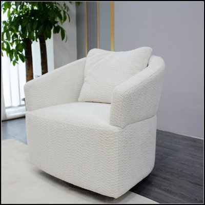 Fauteuil pivotant moderne à 360 degrés avec dossier haut, fauteuil d'appoint rembourré en velours beige pour le salon, la chambre à coucher et le bureau