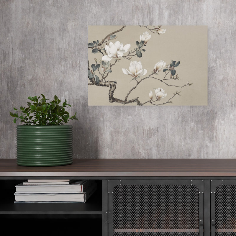 Elegant Magnolia Blooms Delicate Elegant Peaceful Magnolia Nature Spring Wall Art Print 1 Piece Wrapped Canvas Wall Art