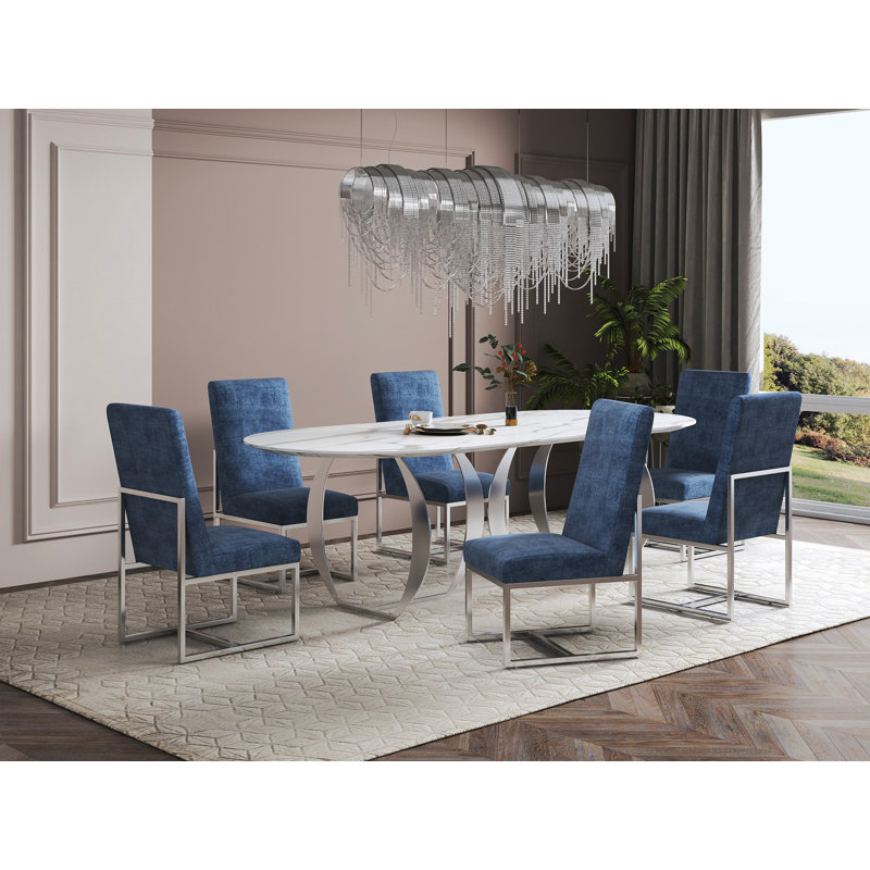 Chaise en velours Element, Bleu
