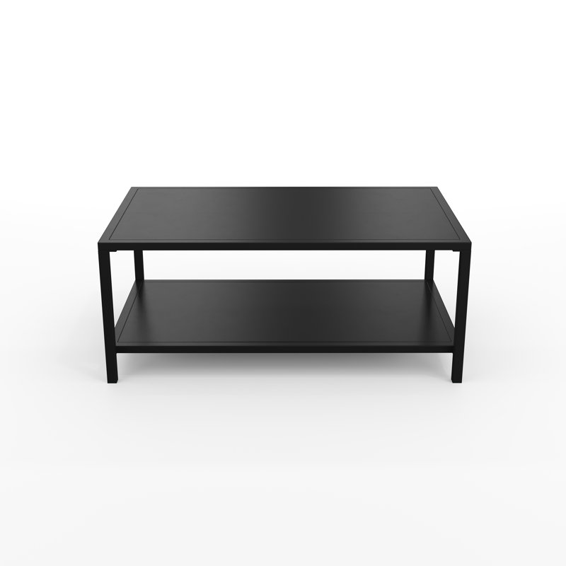 Martha Stewart Lily Pond All-Weather Steel Frame Patio Coffee Table With Lower Shelf