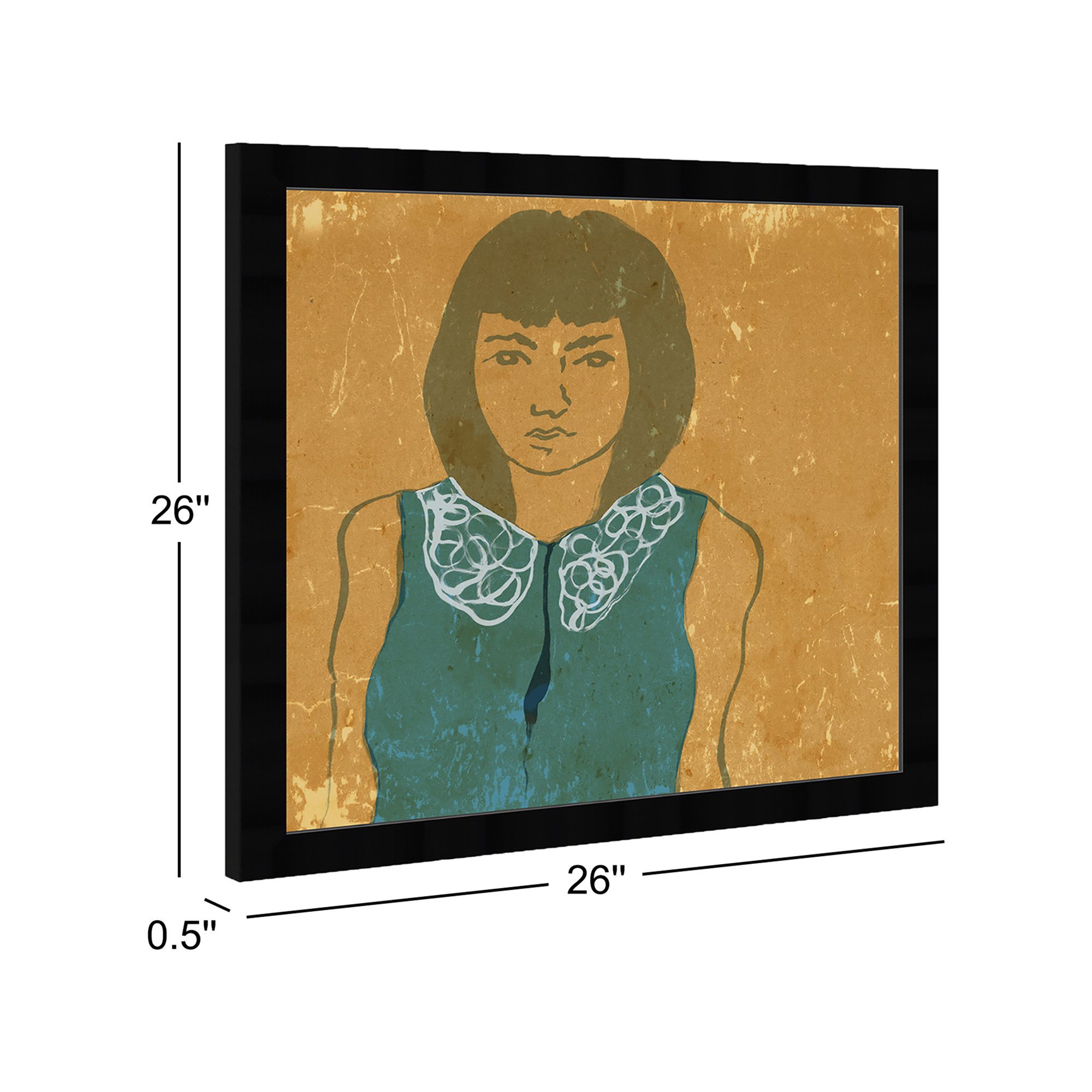 Lady In Teal by Oliver Gal, 26" H x 26" W x 0.5" D, Black
