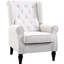 Siège élégant, blanc crème, rehaussant le décor de la pièce, fauteuil blanc crème avec capitonnage profond, pieds, pour la maison