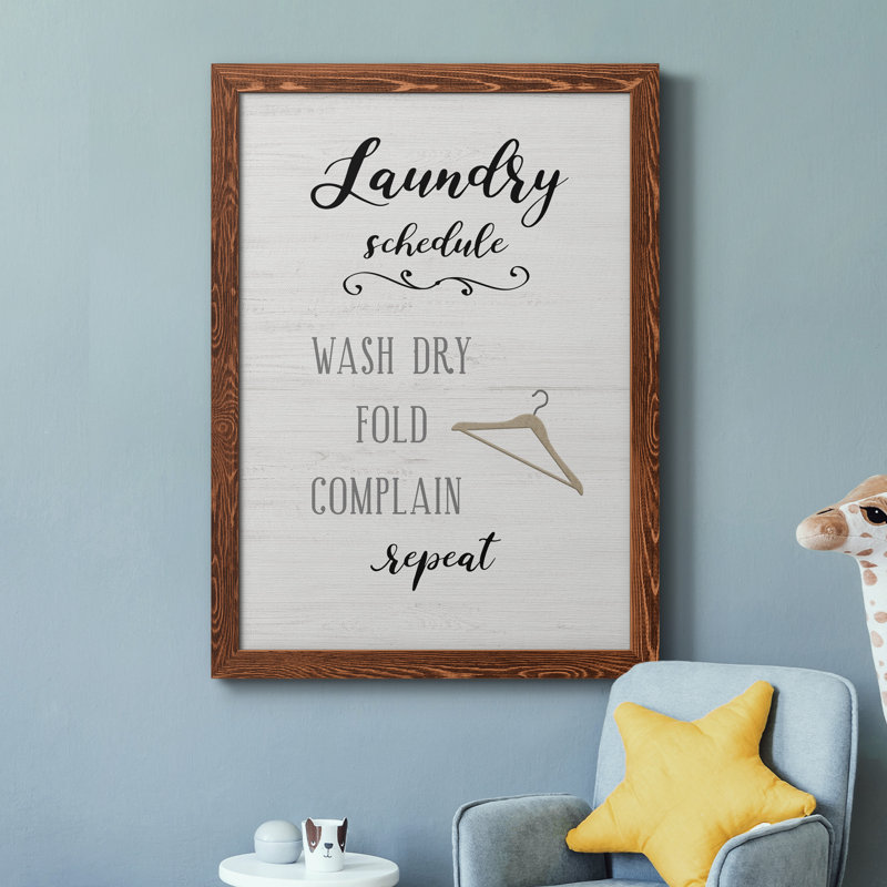 " Laundry Complain ", 37.5" H x 27.5" W x 1.5" D, Maple Framed