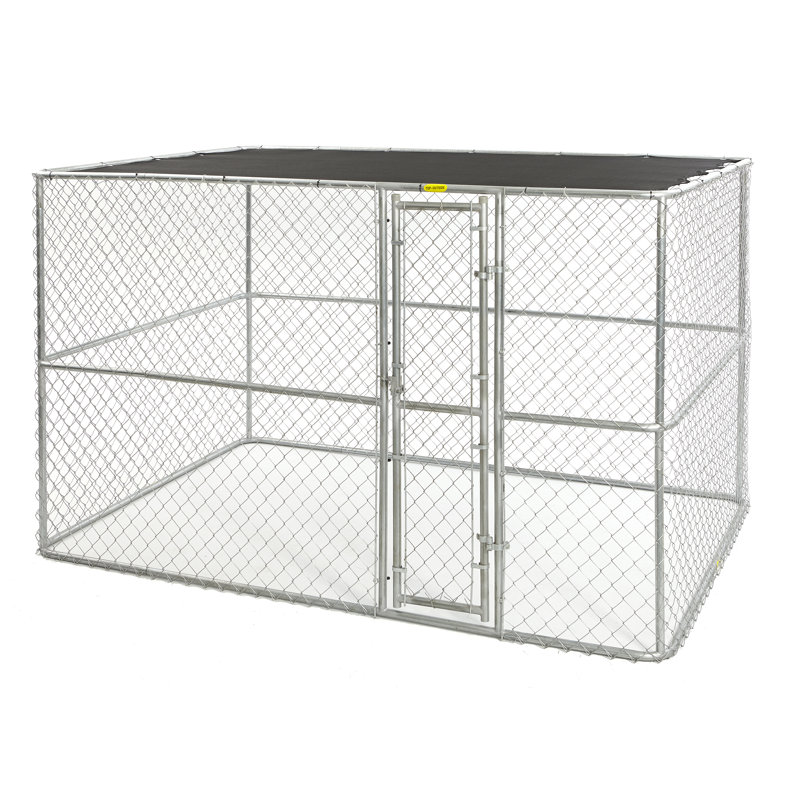 Large Steel Chain Link Dog Kennel with Sunscreen Cover