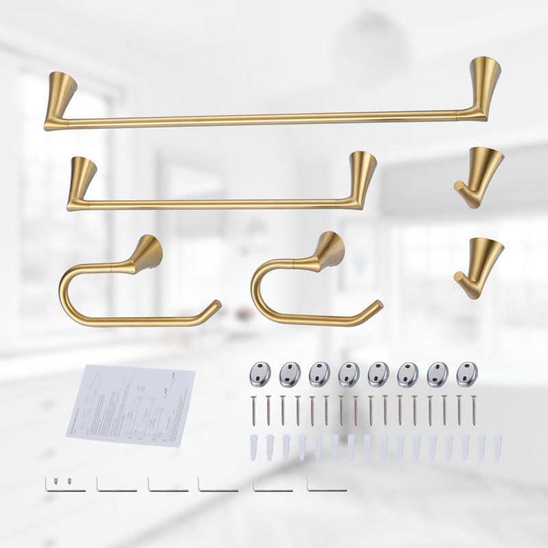 6-Piece Bath Hardware Set, Gold