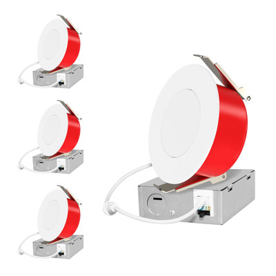 Plafonnier plat sans feu de 4 pouces, 4 pouces, résistant au feu, indice de résistance au feu de 2 heures, 5 TCC, 800 lm, homologué IC, à intensité variable