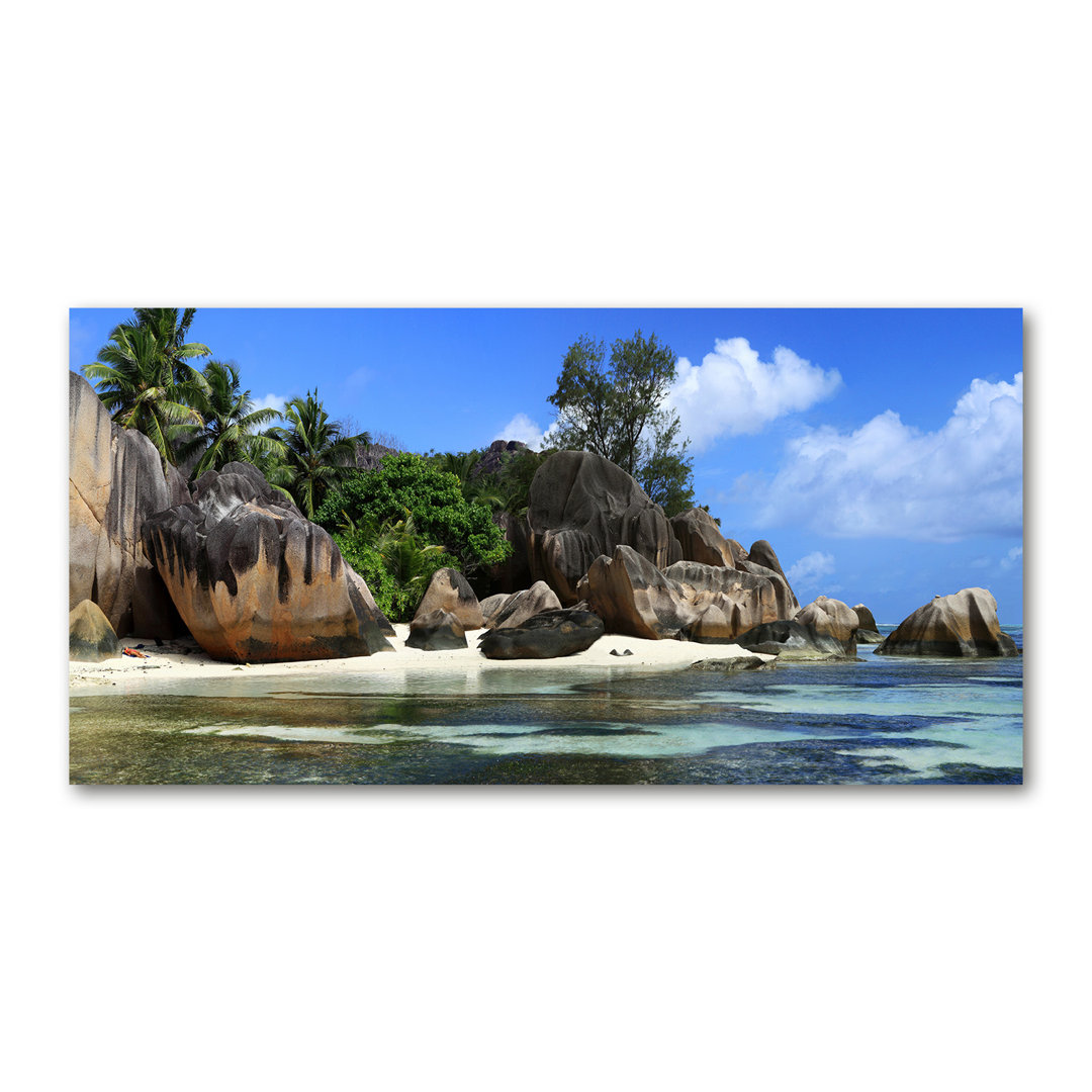 Leinwanddruck - Wandkunst - Drucke auf Leinwand - 140X70 Bild Bildthema: Seychellen-Panorama