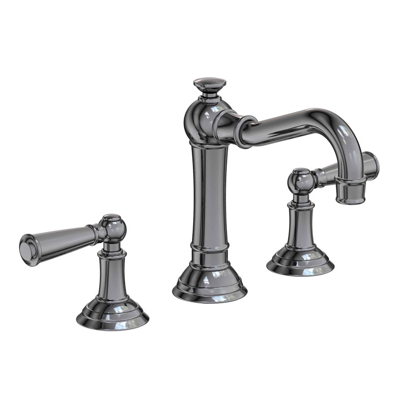 Jacobean Widespread Bathroom Faucet with Drain Assembly, Midnight Chrome