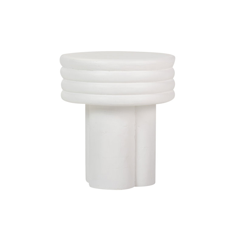 Pedestal End Table, White