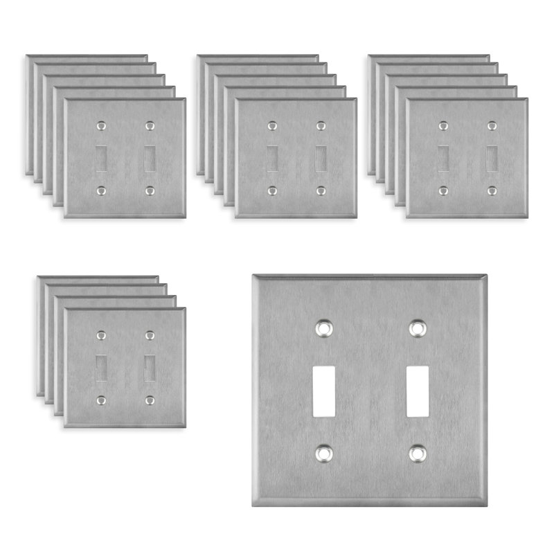 Standard 2-Gang Stainless Steel Toggle Wall Plate
