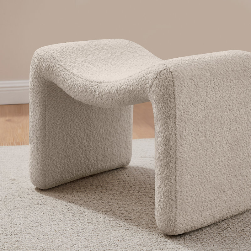 Repose-pieds de 24,8 po de largeur Hardev (ensemble de deux), 100 % polyester brun clair