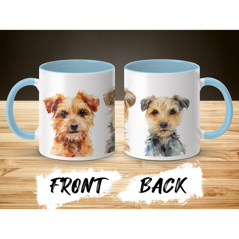 Three Terrier Dogs Watercolor Design 11oz Coffee Mug, 4